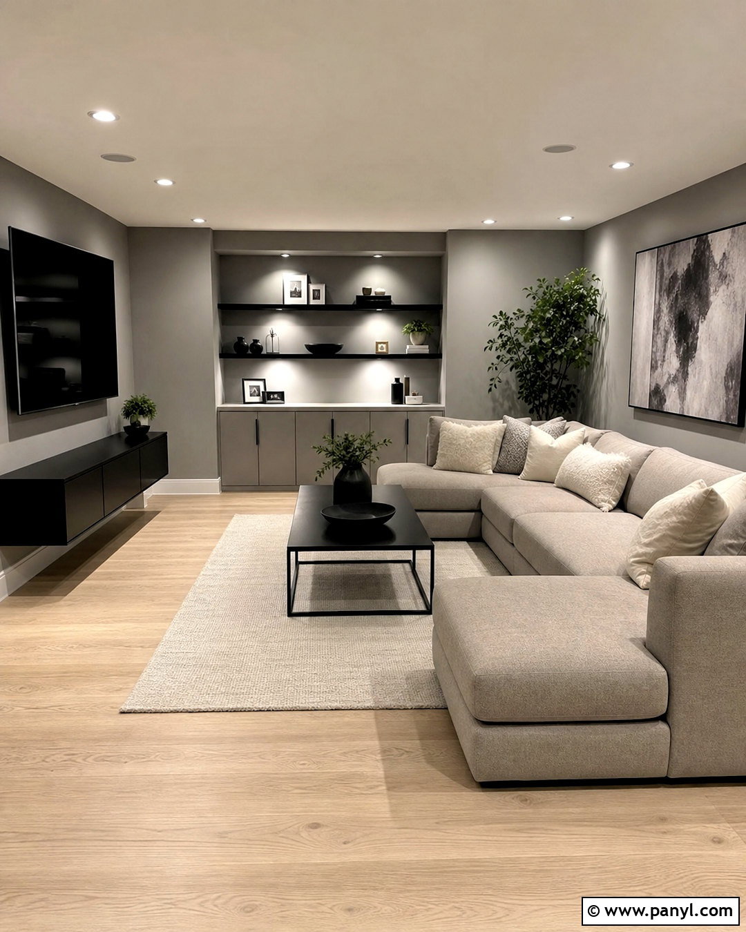 Modern Grey Basement - 20 grey basement ideas