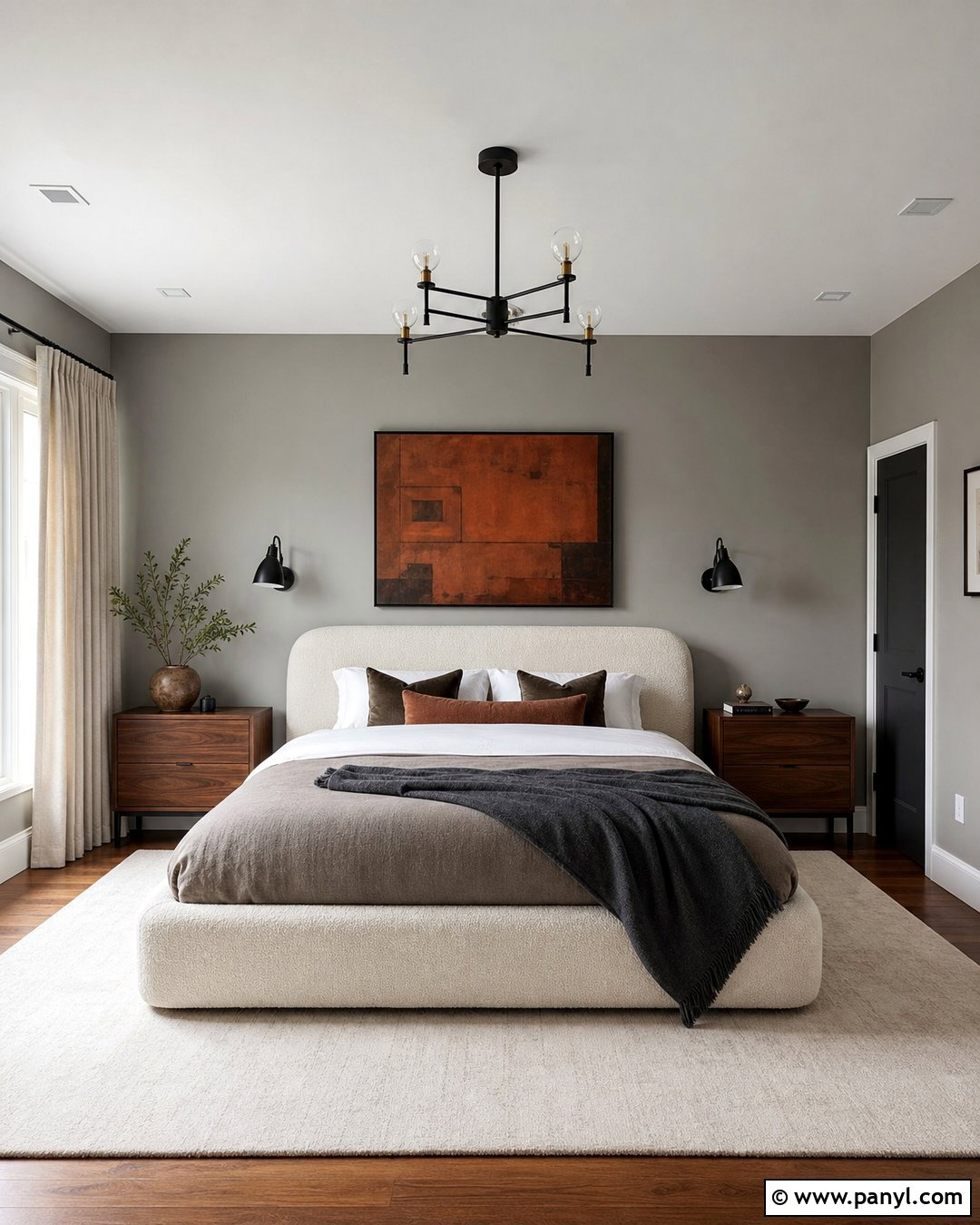Modern Grey Wall Bedroom - 35 Grey Wall Room Ideas