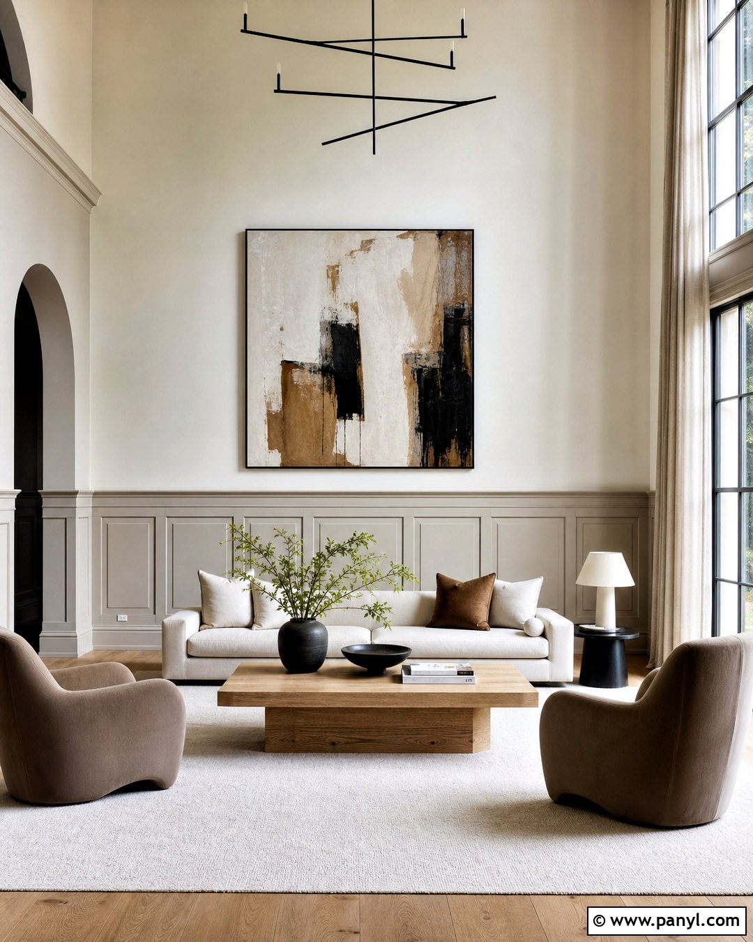 Modern High Wainscoting Living Room - 20 high wainscoting ideas
