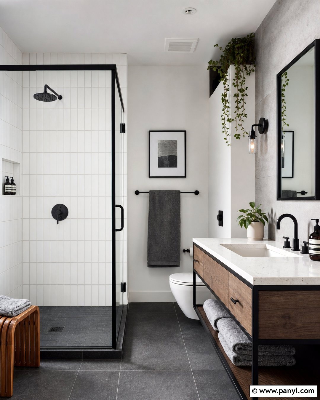 Modern Industrial Bathroom With White Walls - 20 Modern Bathroom With White Walls