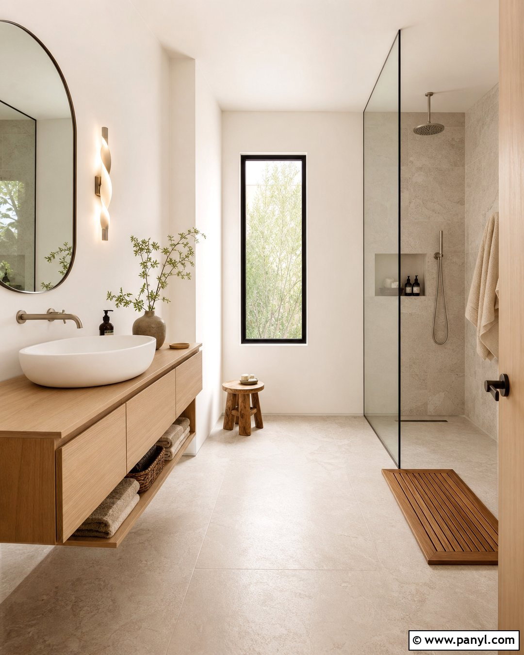 Modern Japandi Bathroom With White Walls - 20 Modern Bathroom With White Walls