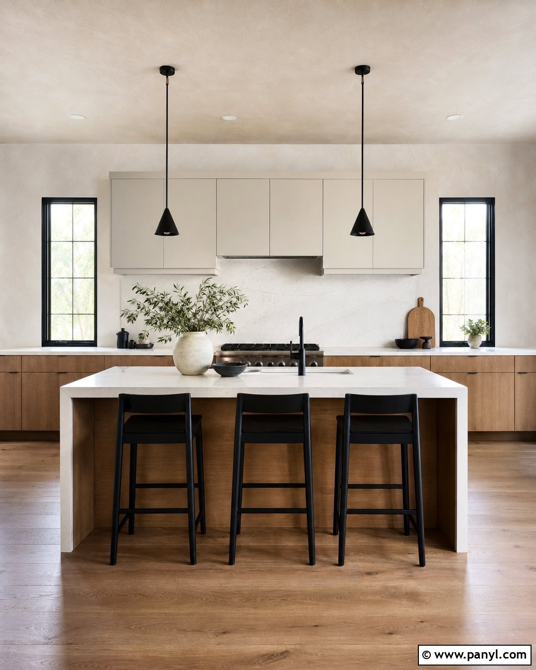 Modern Kitchen With Cream Limewash Walls - 30 cream limewash walls