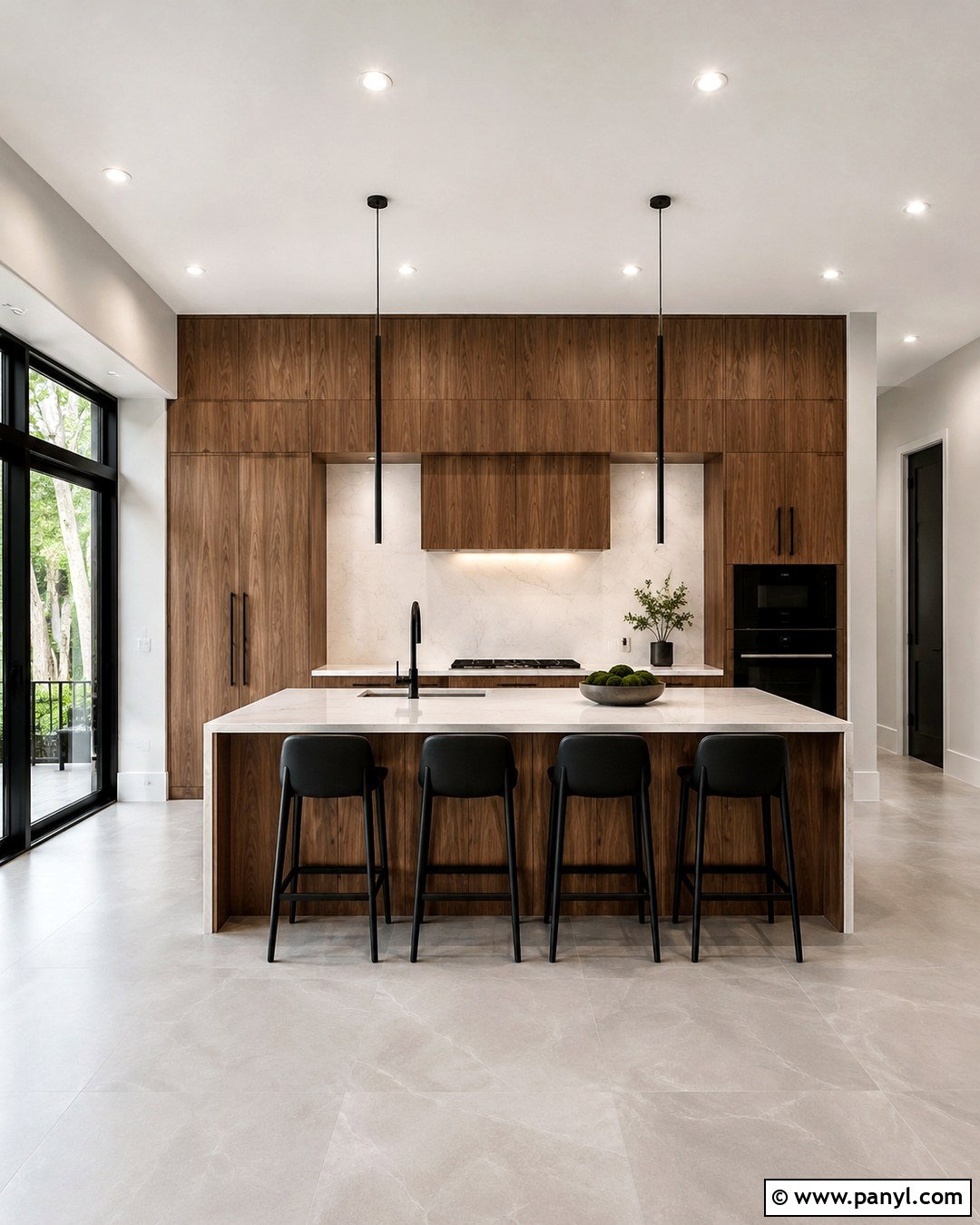 Modern Kitchen With Light Grey Walls And Brown Cabinets - 20 Light Grey Kitchen Walls Brown Cabinets