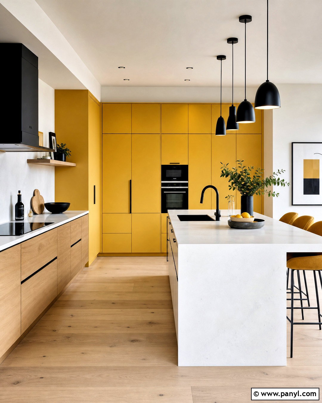 Modern Kitchen With Yellow Cabinets - 20 kitchen with yellow accents