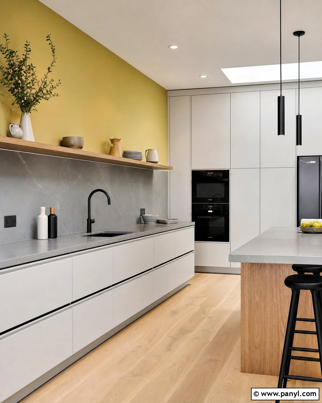 Modern Kitchen With Yellow Walls - 30 Kitchen Yellow Walls