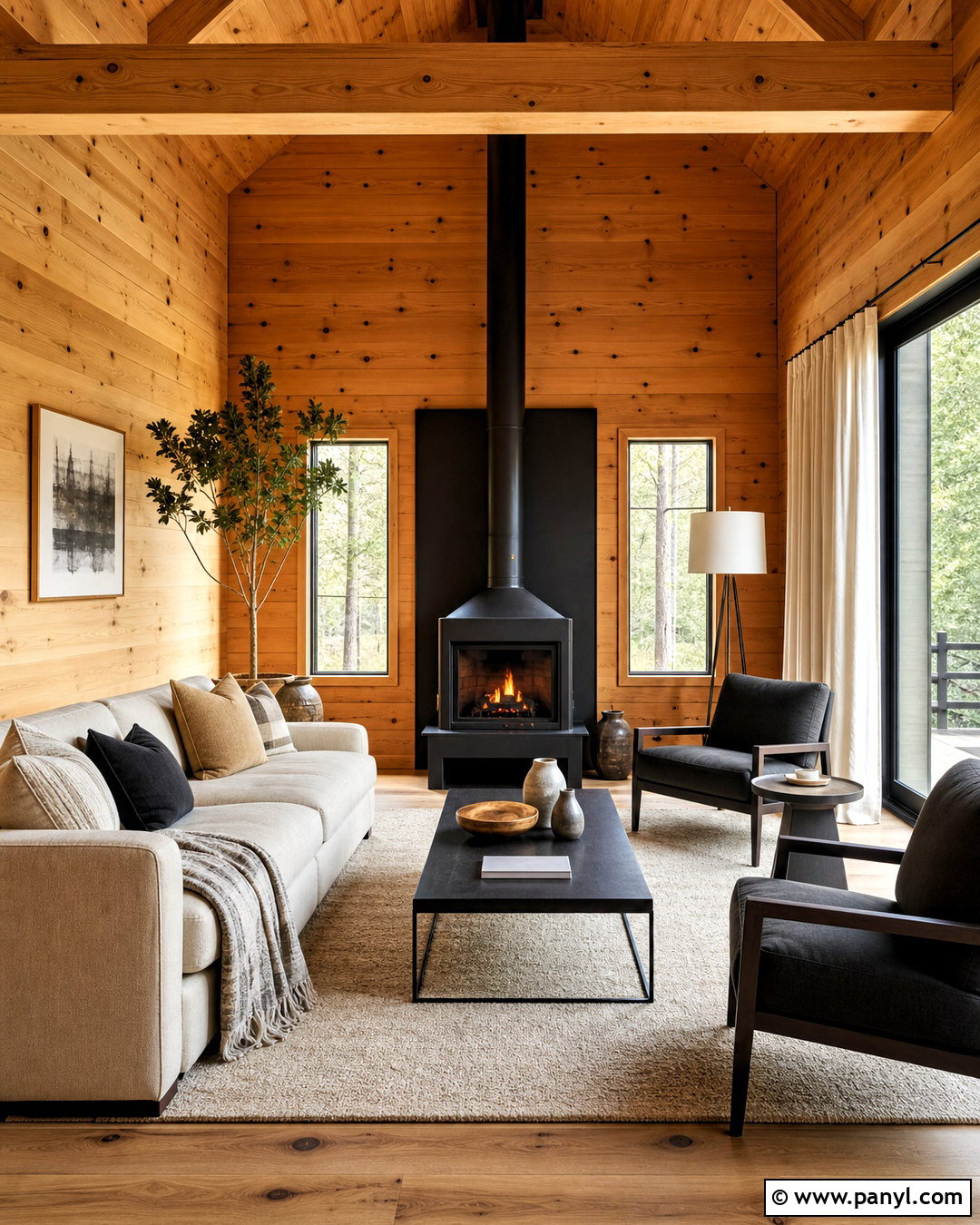 Modern Knotty Pine Cabin Living Room - 20 knotty pine cabin ideas