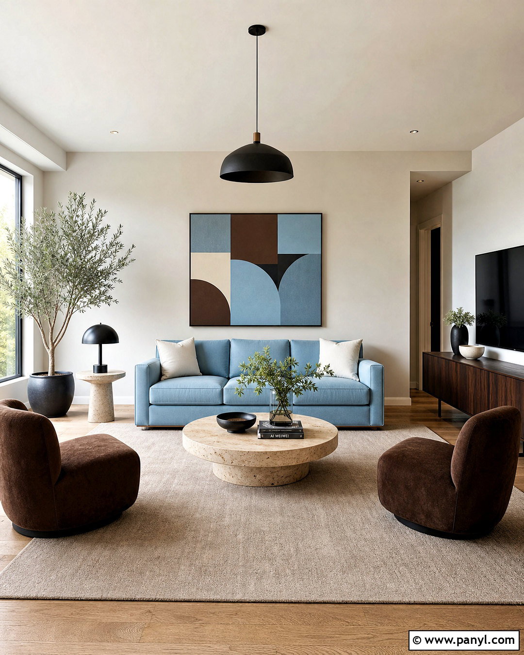 Modern Light Blue And Chocolate Brown Living Room - 20 light blue and brown living room ideas