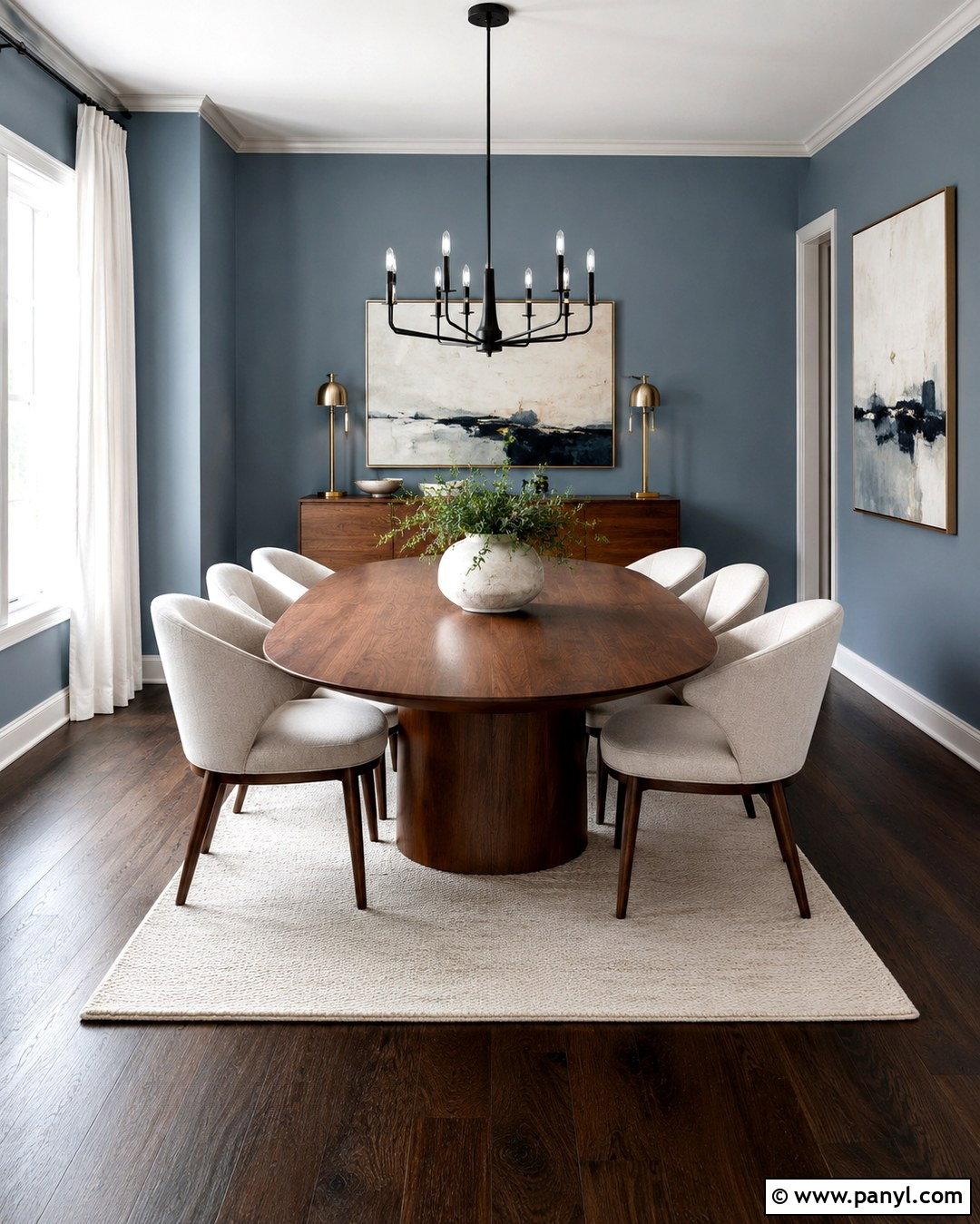 Modern Light Blue Dining Room With Espresso Floors - 20 Light Blue Walls Dark Wood Floor Ideas
