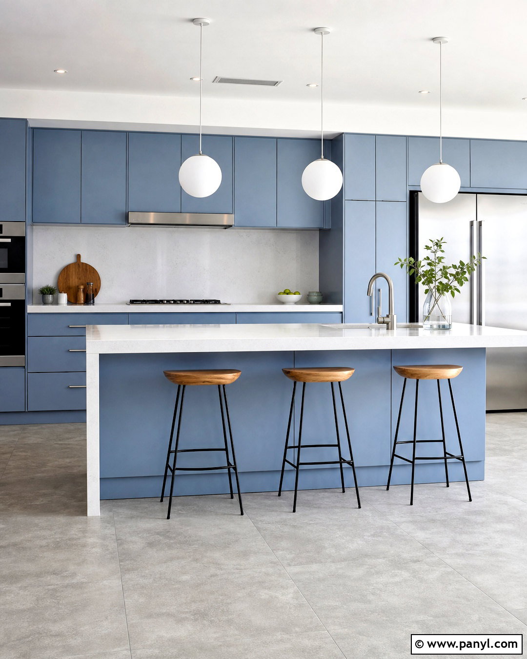 Modern Light Blue Kitchen With Chrome Fixtures - 20 light blue kitchen ideas