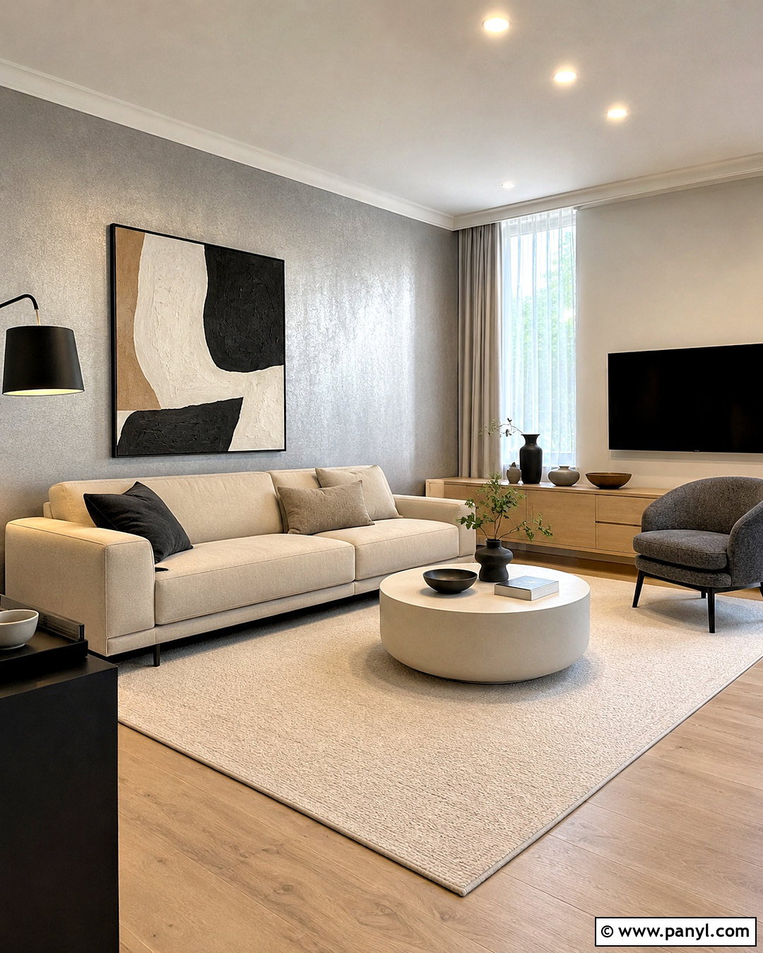 Modern Living Room Silver Shimmer Wall - 35 silver shimmer wall ideas