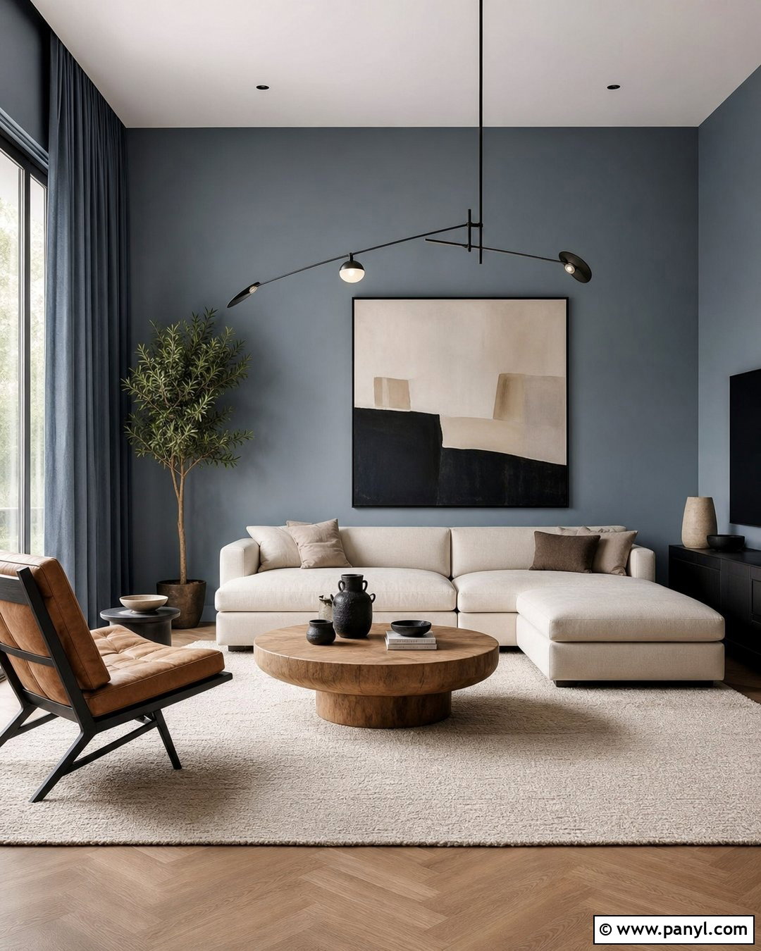 Modern Living Room With Blue Gray Walls - 30 blue gray walls