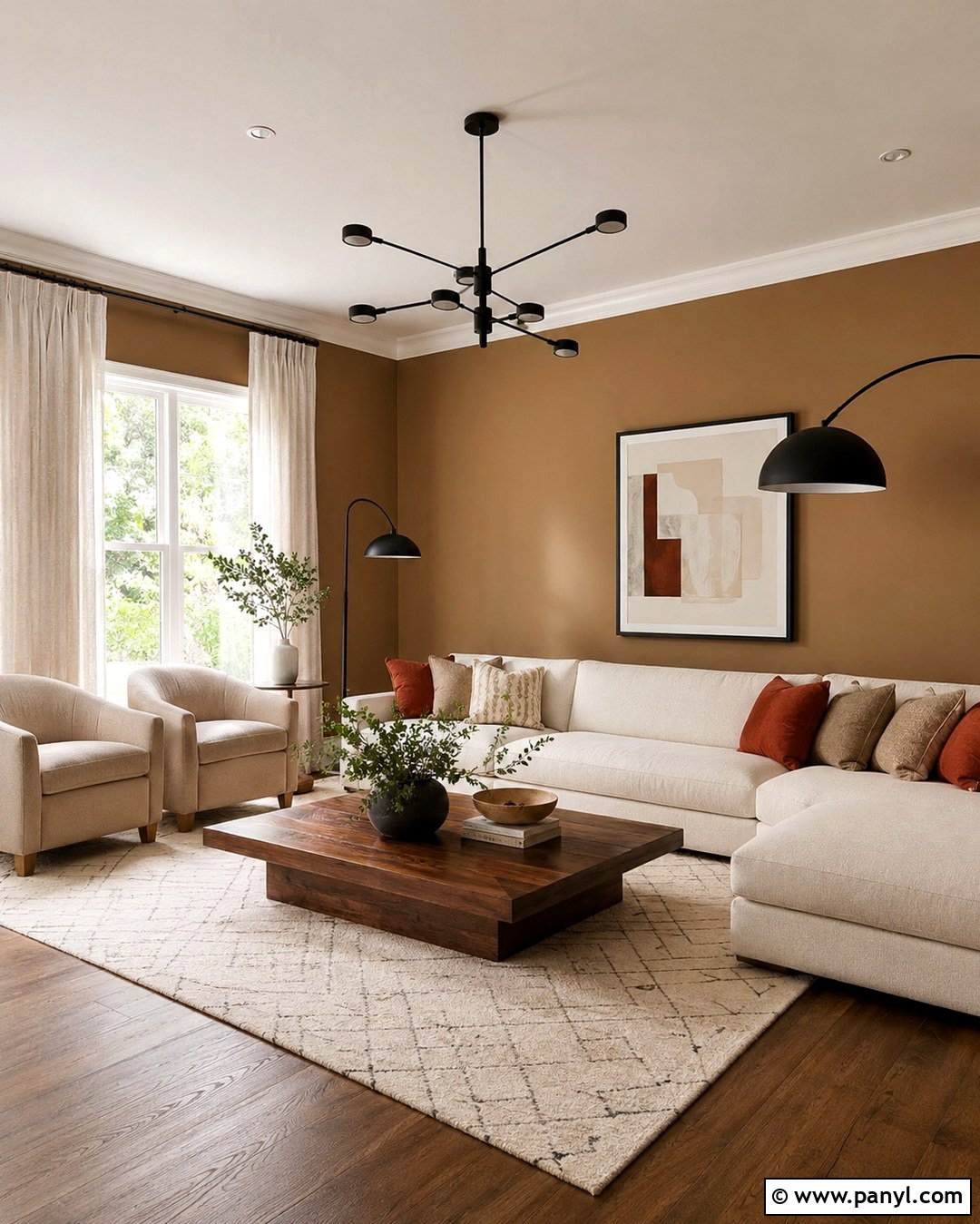 Modern Living Room With Light Brown Walls And White Trim - 20 Light Brown Walls With White Trim Ideas