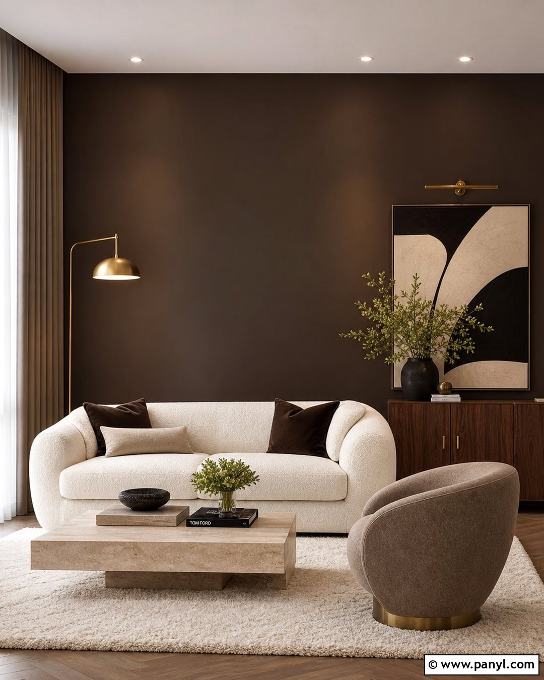 Modern Luxury Dark Brown Accent Wall - 35 Dark Brown Accent Wall Ideas