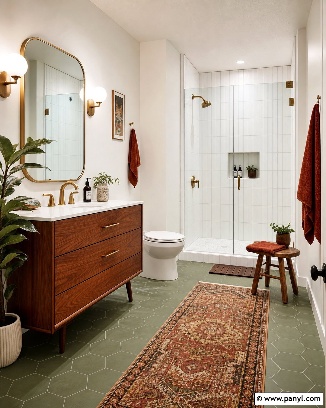 Modern Midcentury Bathroom With White Walls - 20 Modern Bathroom With White Walls