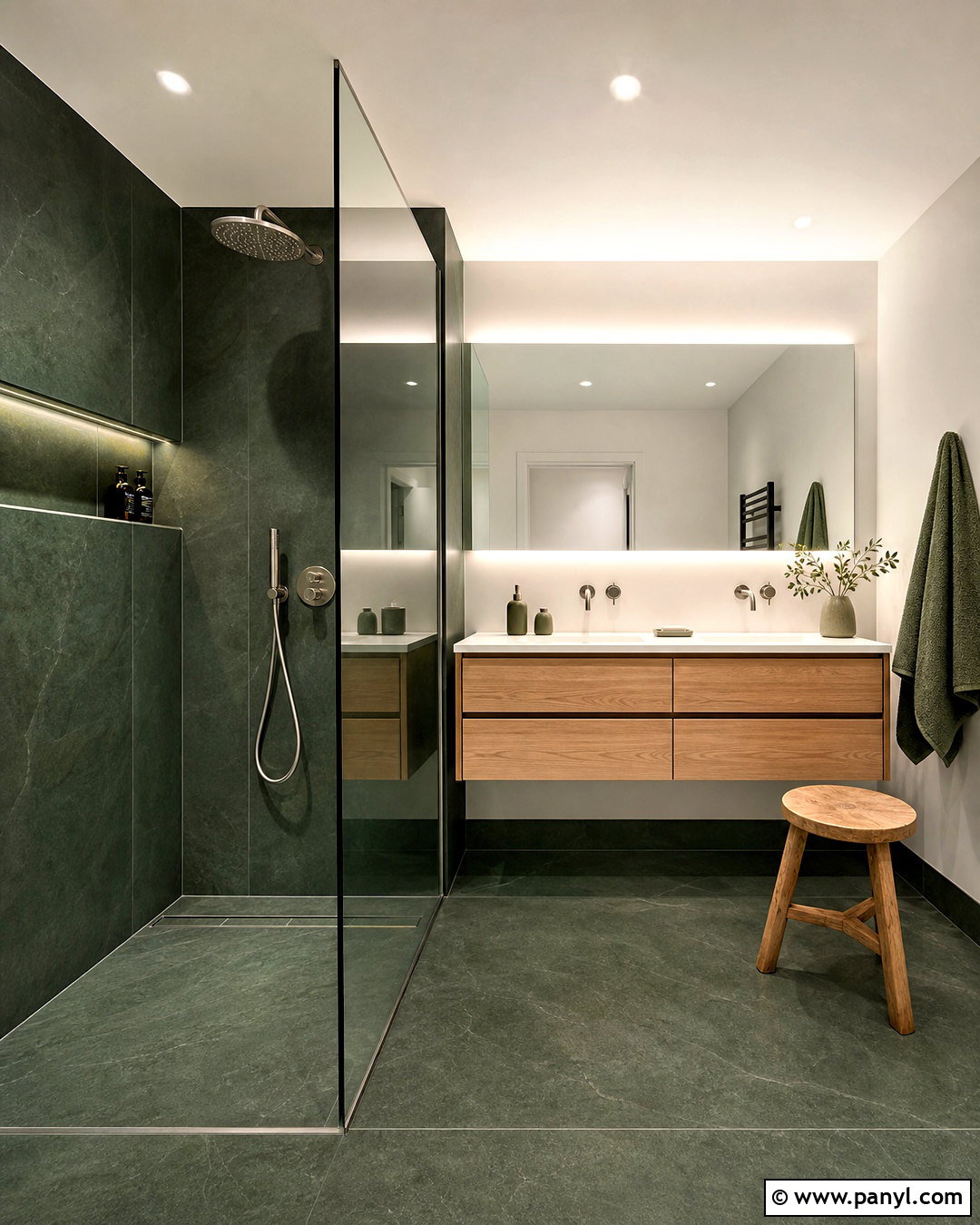 Modern Minimalist Dark Green Bathroom - 20 dark green bathroom ideas