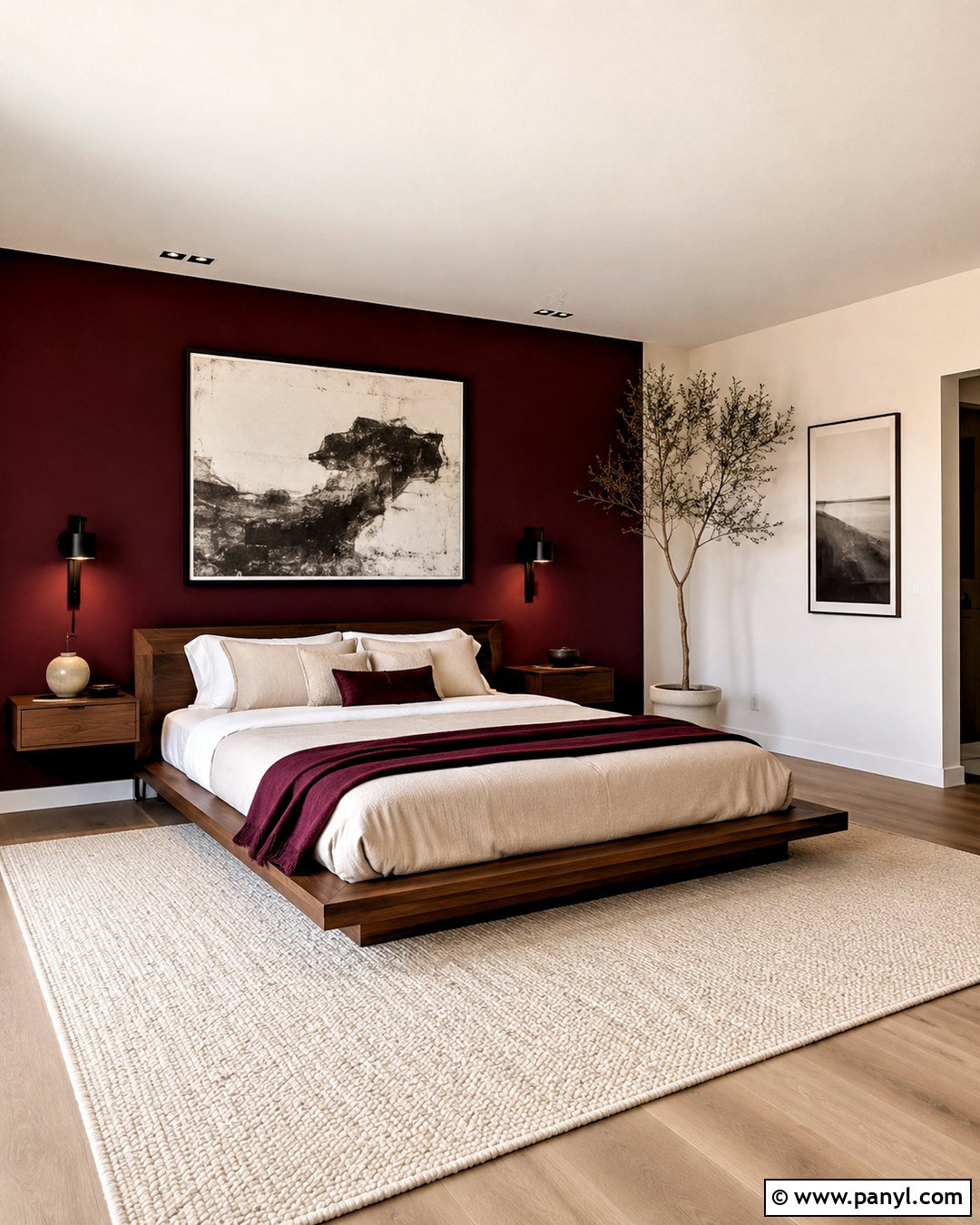 Modern Minimalist Red Bedroom - 20 moody red bedroom ideas