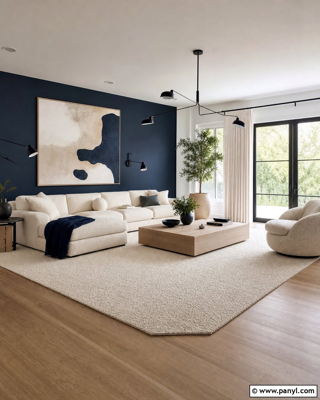 Modern Navy Blue Accent Wall - 35 navy blue accent wall living room ideas