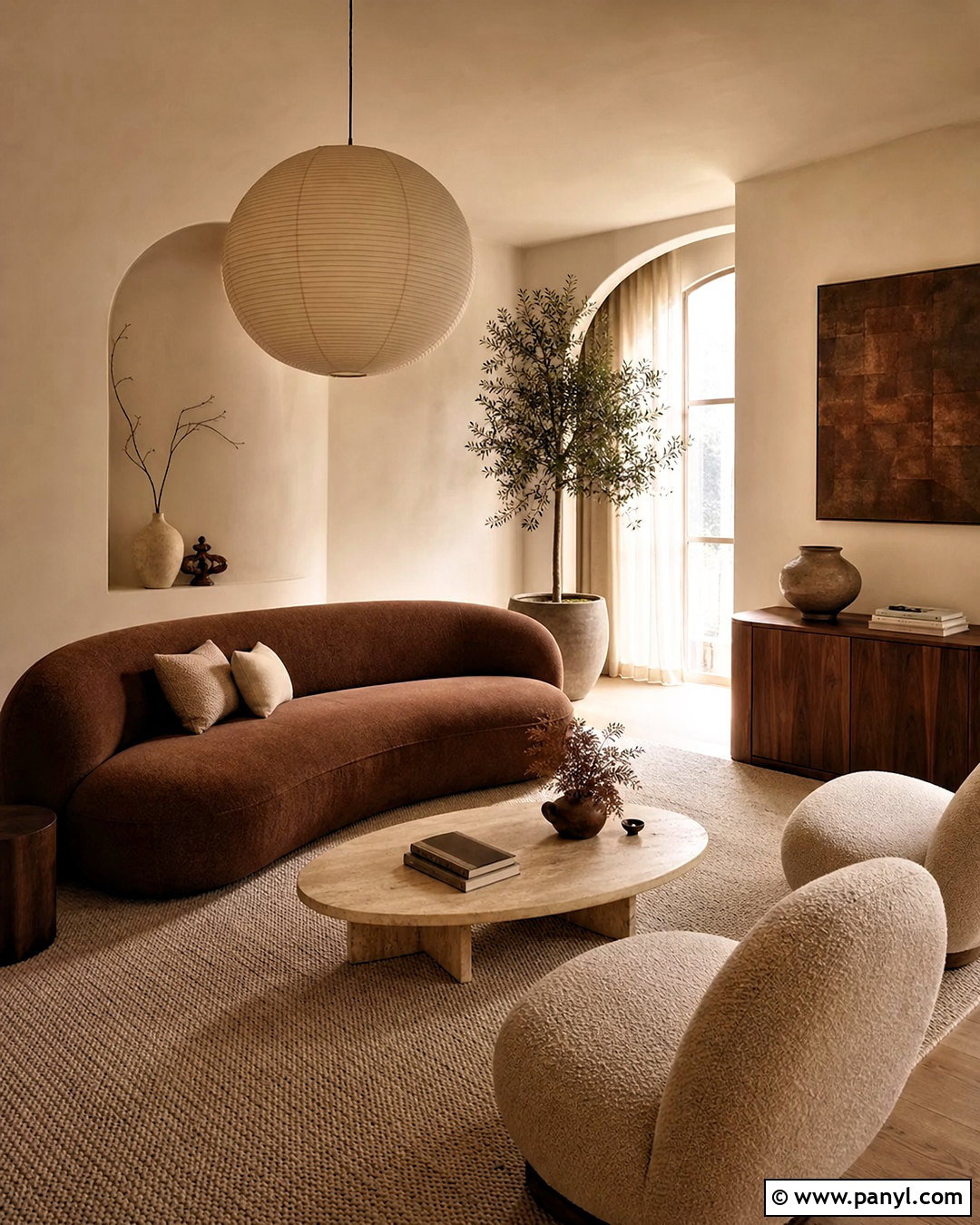 Modern Organic Brown Living Room - 20 warm brown living room ideas