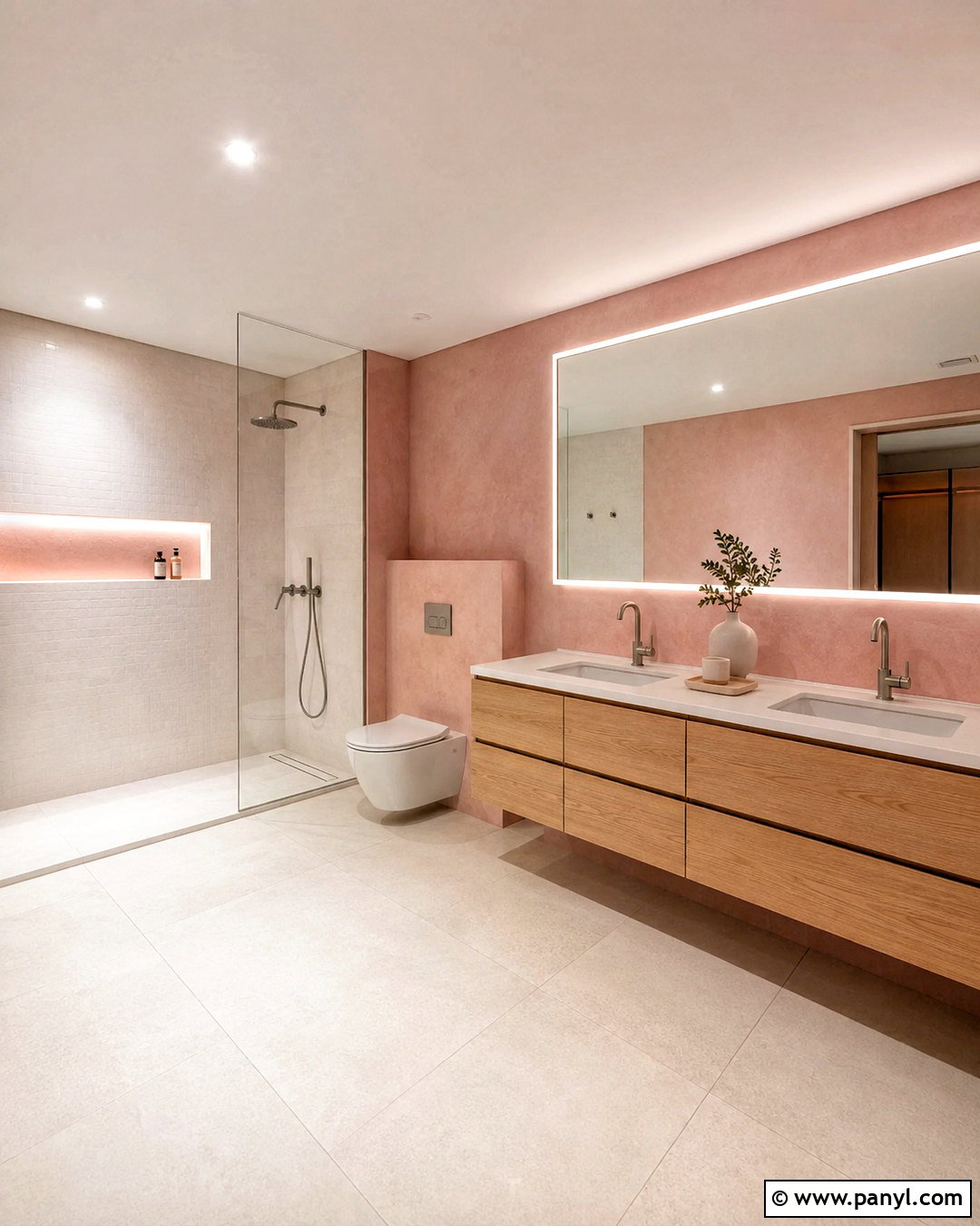 Modern Pink Bathroom With Floating Vanity - 20 pink bathroom ideas decor ideas