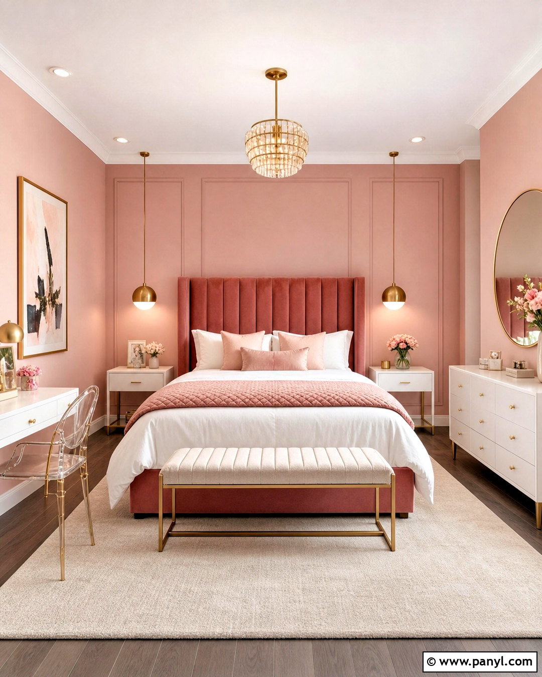 Modern Pink Glam Girl Bedroom - 20 girl bedroom designs pink ideas