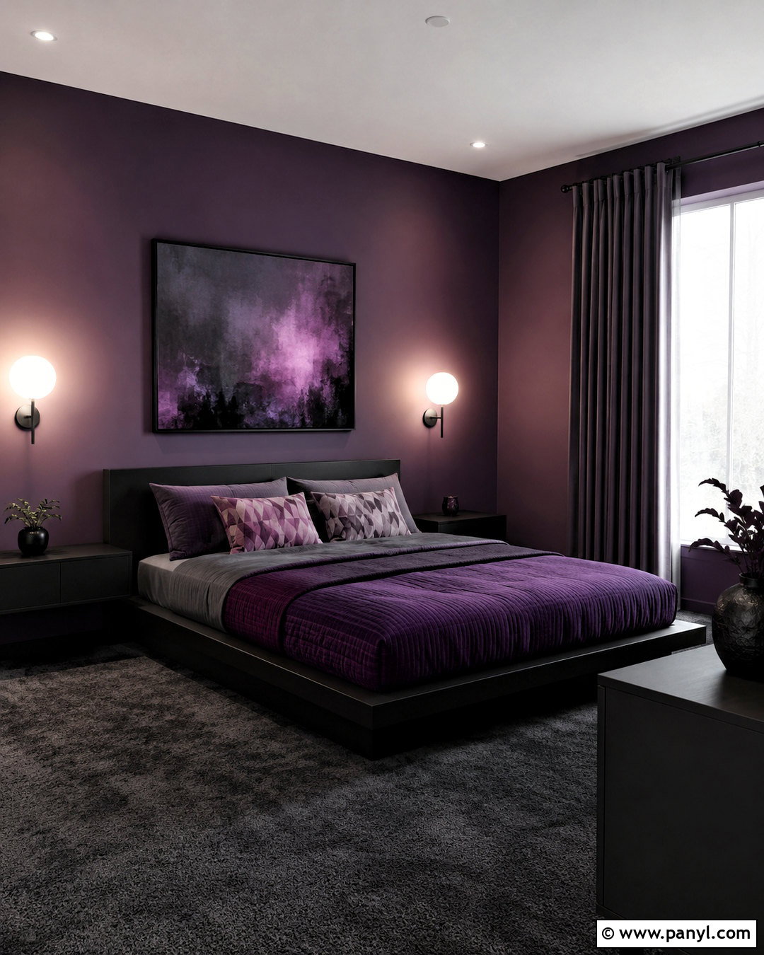 Modern Purple And Black Bedroom - 20 moody purple bedroom ideas