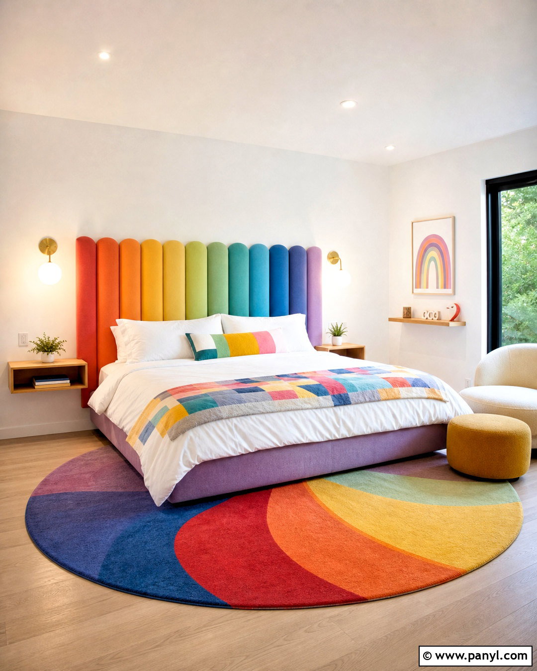 Modern Rainbow Bedroom - 20 rainbow themed bedroom ideas