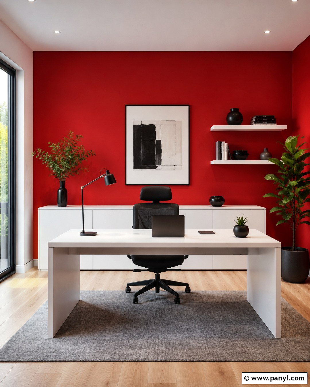 Modern Red Accent Wall Office - 20 Red Accent Wall Office Ideas
