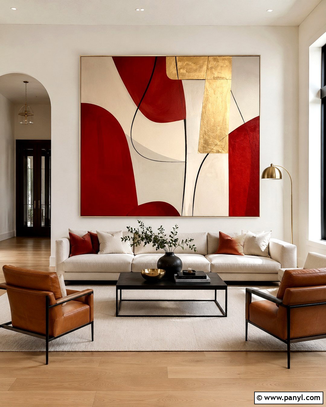 Modern Red And Gold Abstract Wall - 20 Red And Gold Wall Ideas