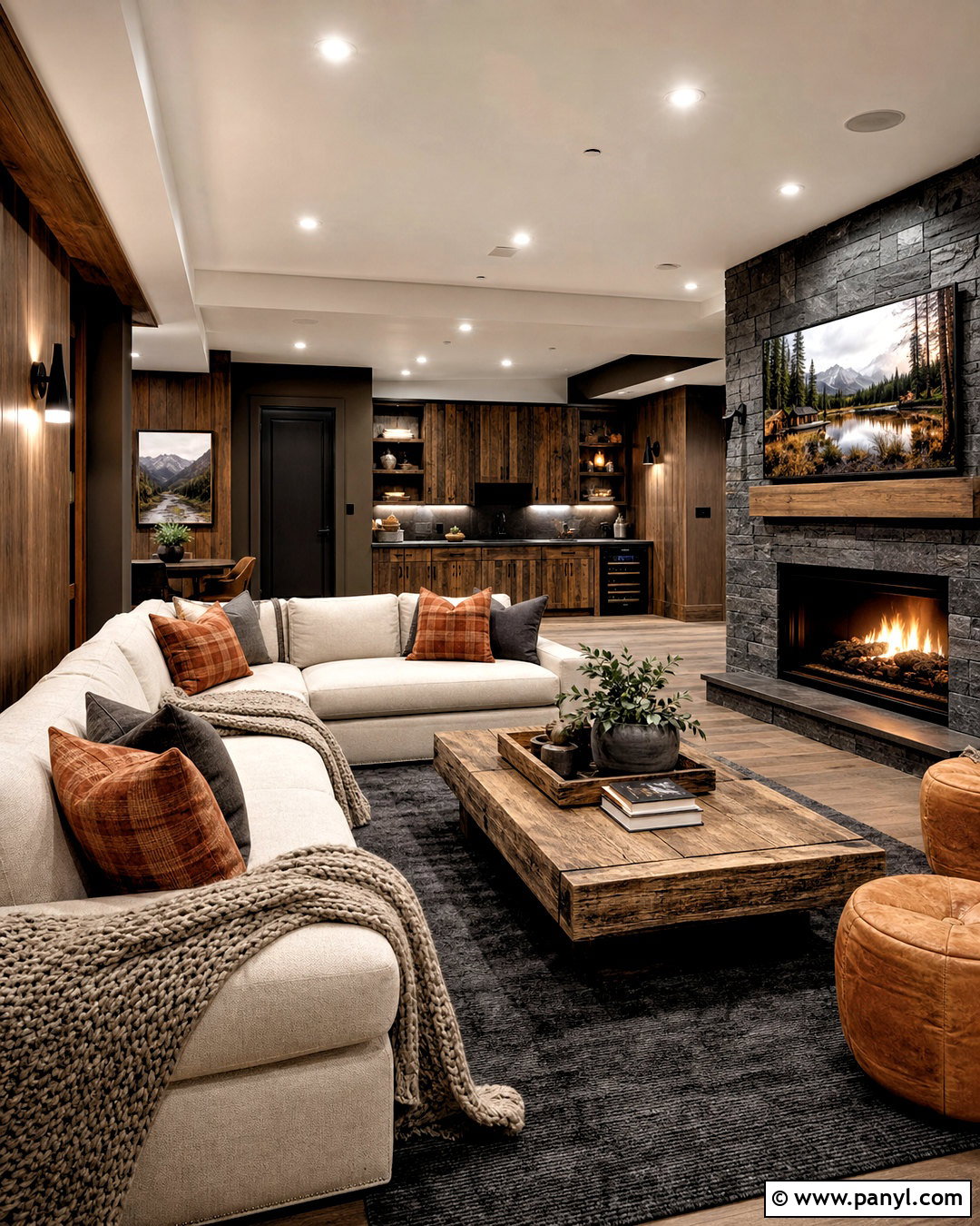 Modern Rustic Basement Retreat - 20 moody basement ideas