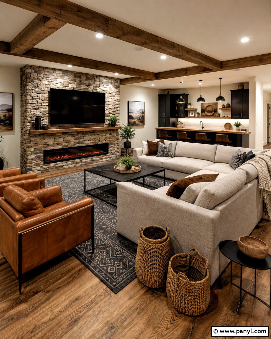 Modern Rustic Basement - 20 cool basement ideas