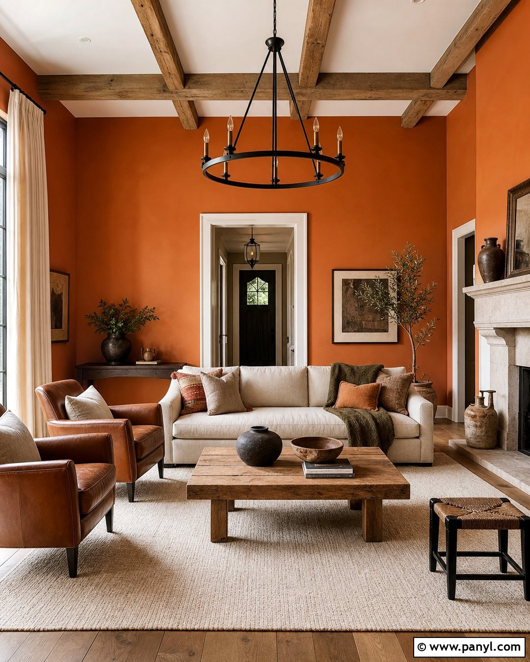 Modern Rustic Living Room With Burnt Orange Walls - 35 burnt orange walls