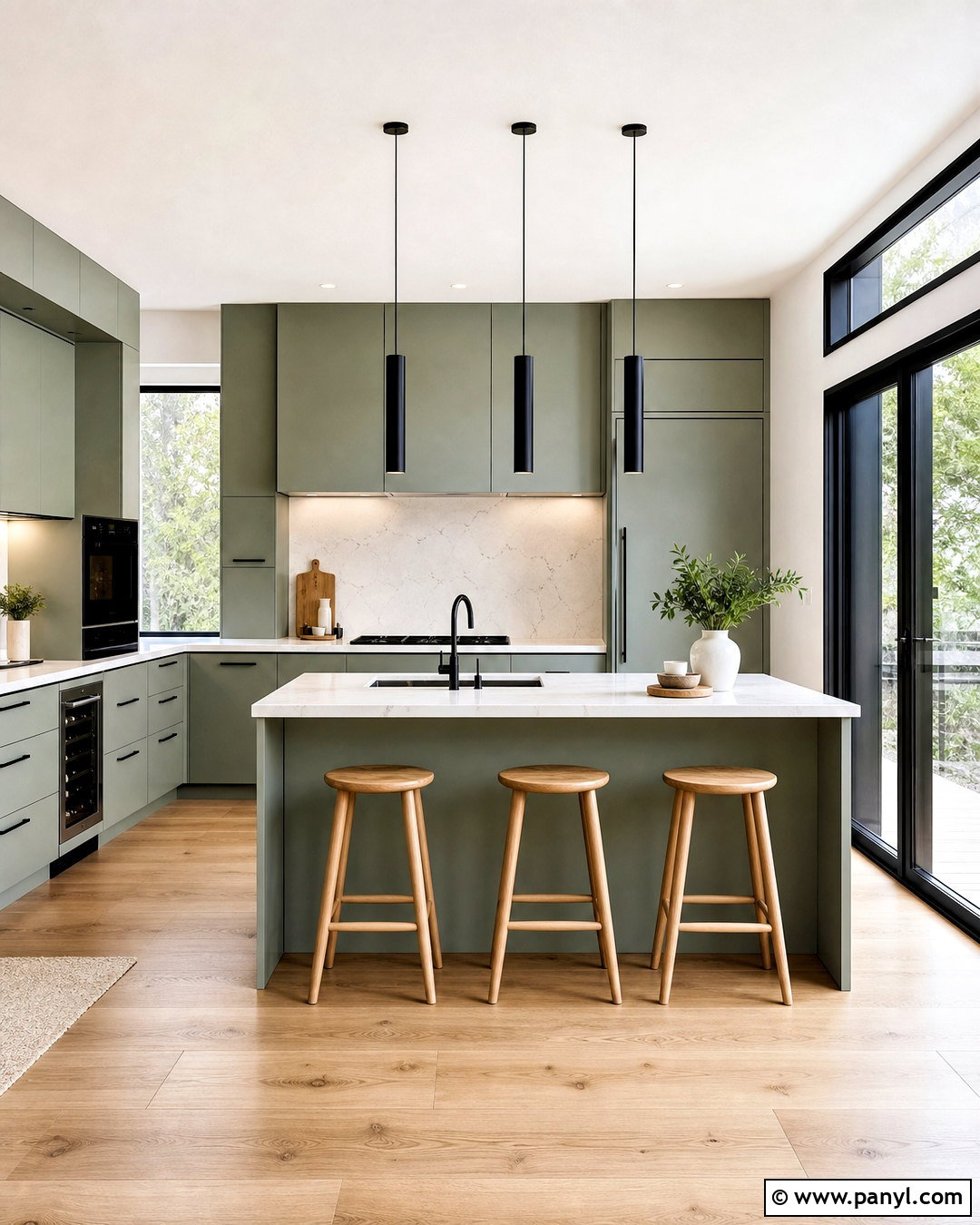 Modern Sage Green Kitchen With Black Accents - 20 sage green kitchen ideas