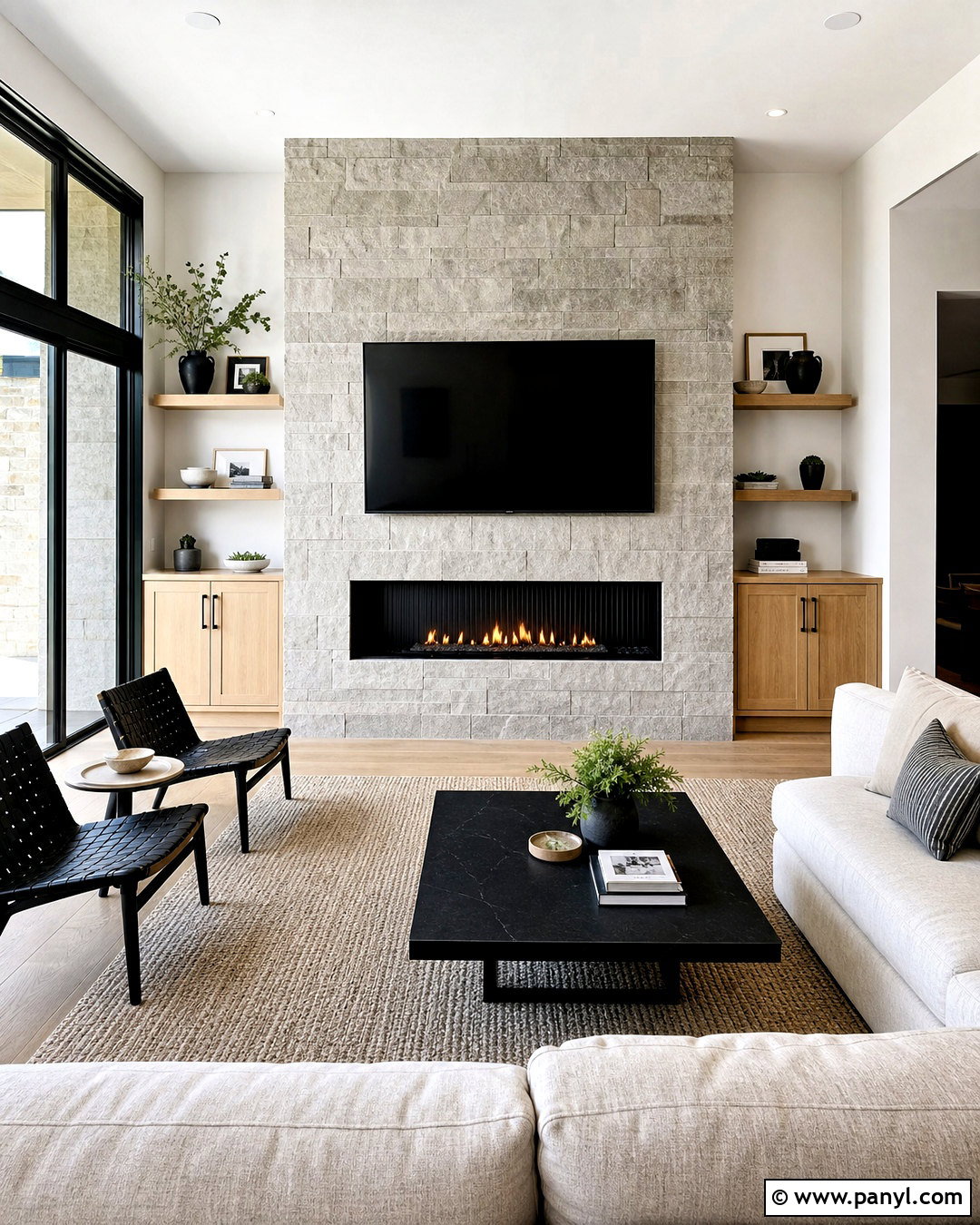 Modern Stone Fireplace Wall With TV - 20 fireplace wall ideas with tv ideas