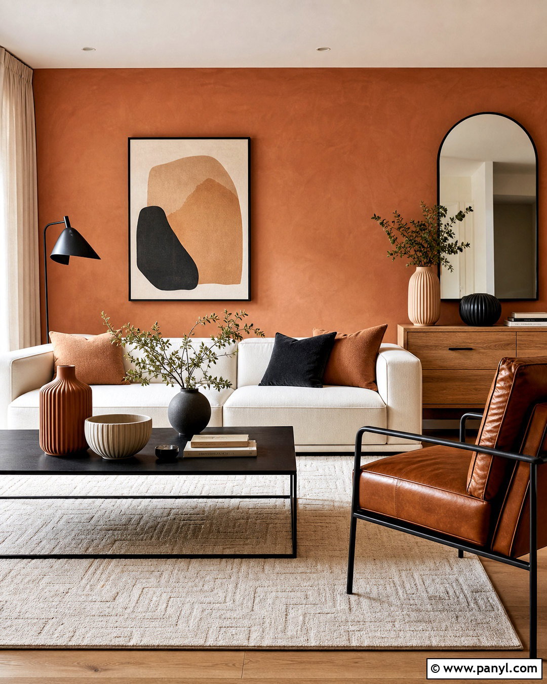 Modern Terra Cotta Living Room With Black Accents - 20 terra cotta living room ideas