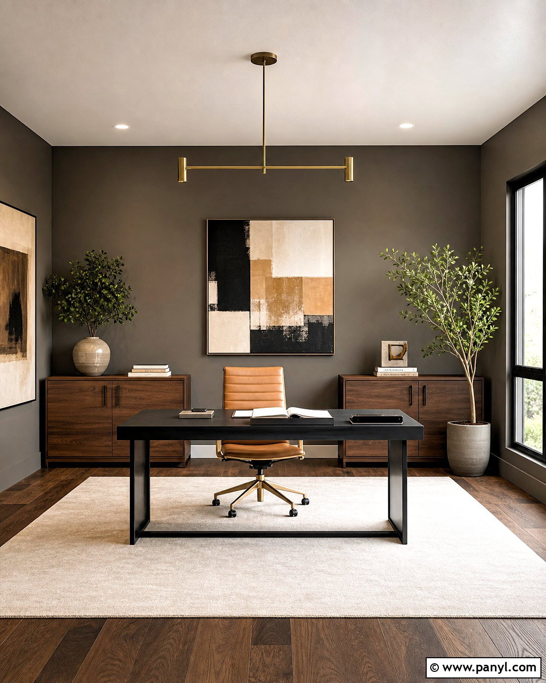 Modern Urbane Bronze Office With Brass Accents - 20 urbane bronze office ideas