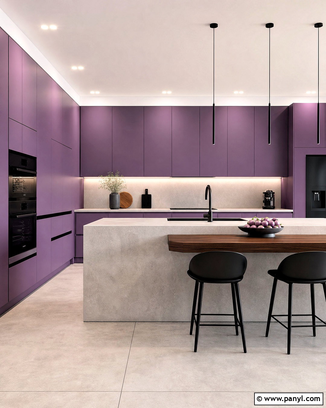 Modern Violet Kitchen With Flat Panel Cabinets - 20 violet kitchen ideas