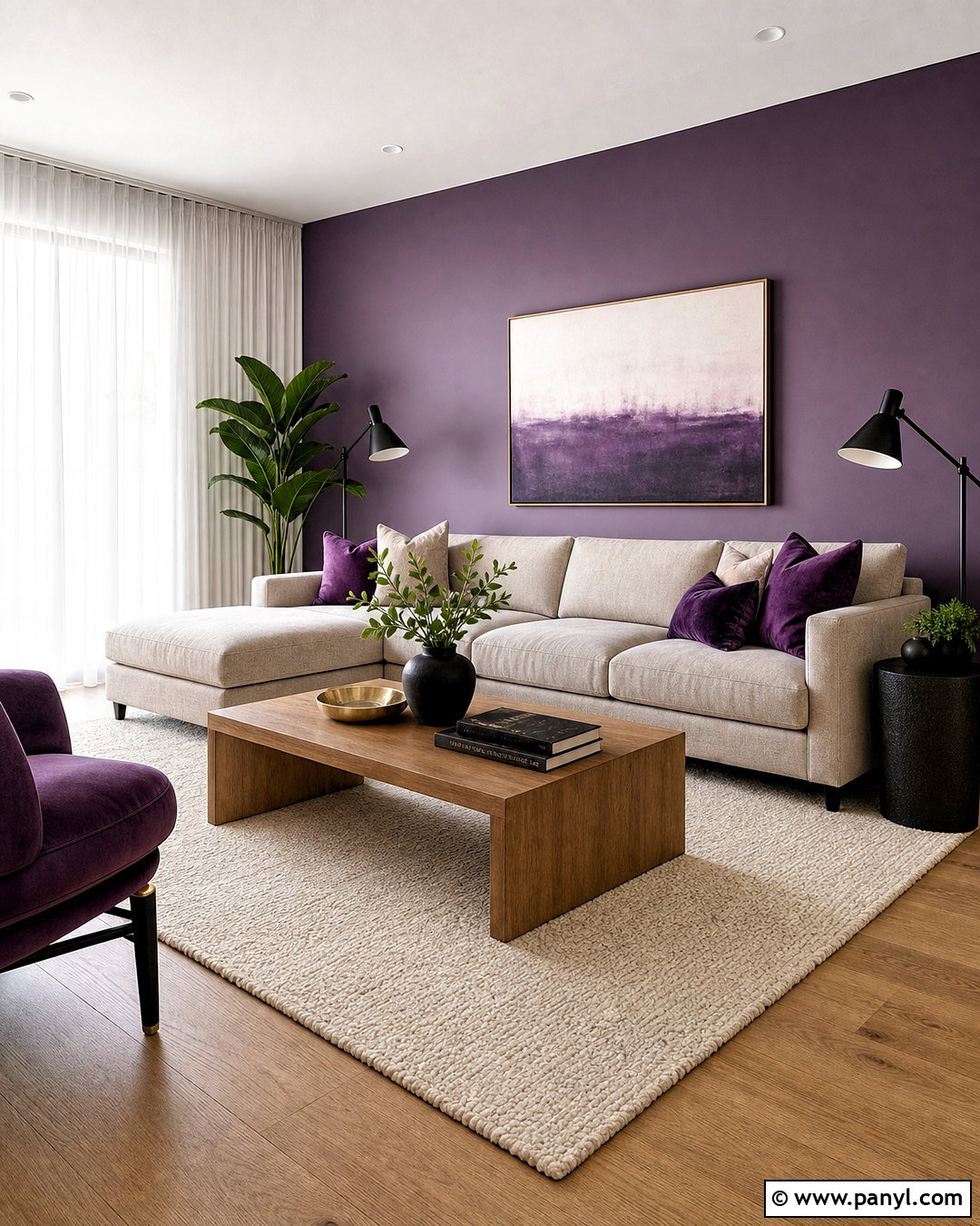 Modern Violet Living Room - 20 violet room ideas