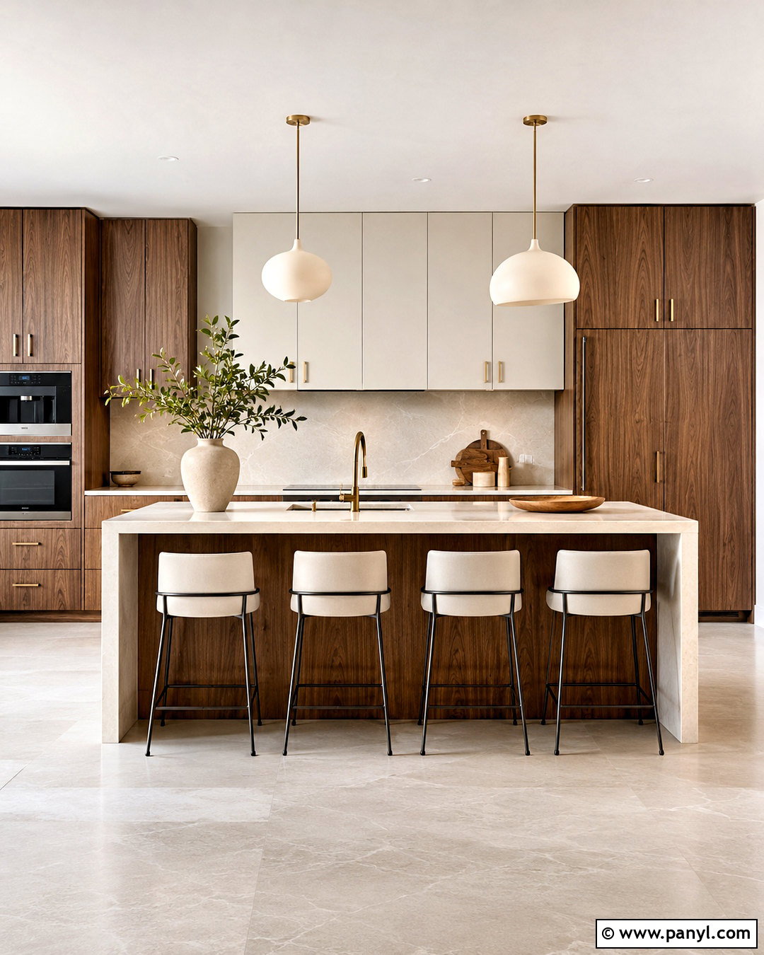 Modern Walnut and Cream Kitchen - 20 cream and brown kitchen ideas