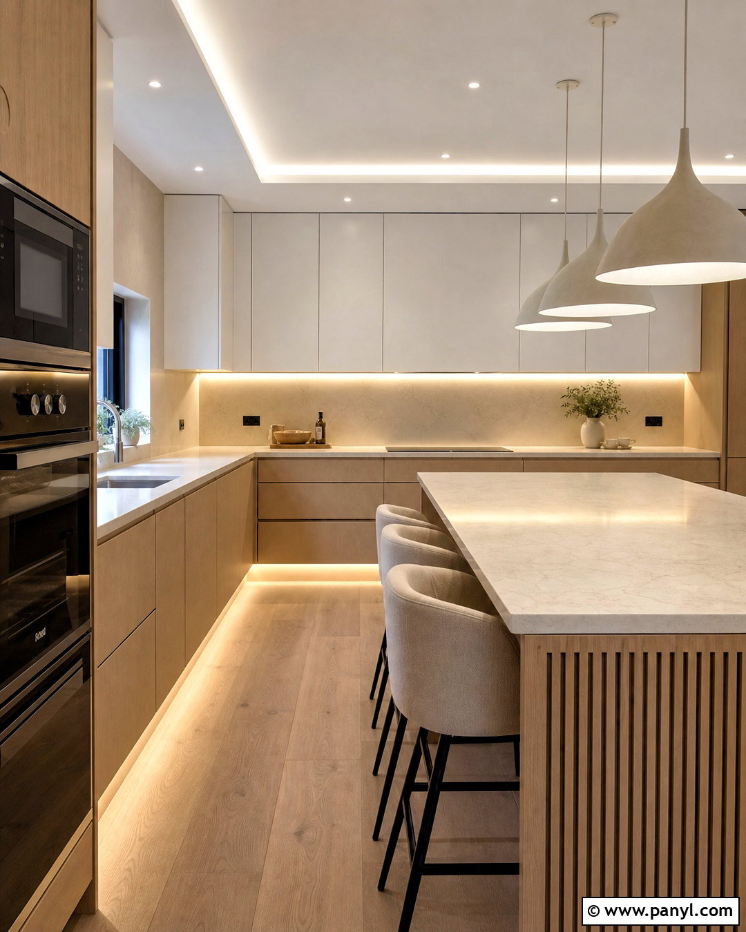 Modern White And Beige Flat Panel Kitchen - 20 white and beige kitchen ideas
