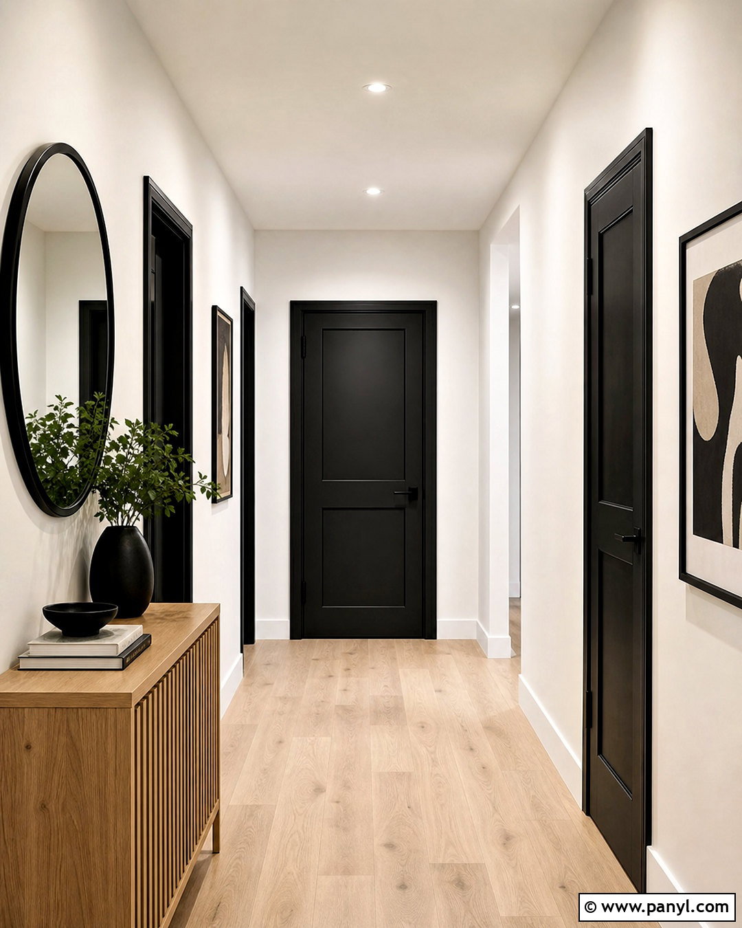 Modern White Hallway With Black Doors - 20 white hallway black doors
