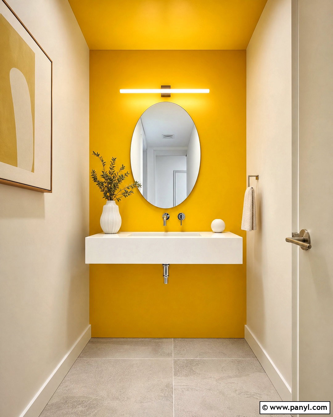 Modern Yellow Powder Room - 20 yellow powder room ideas