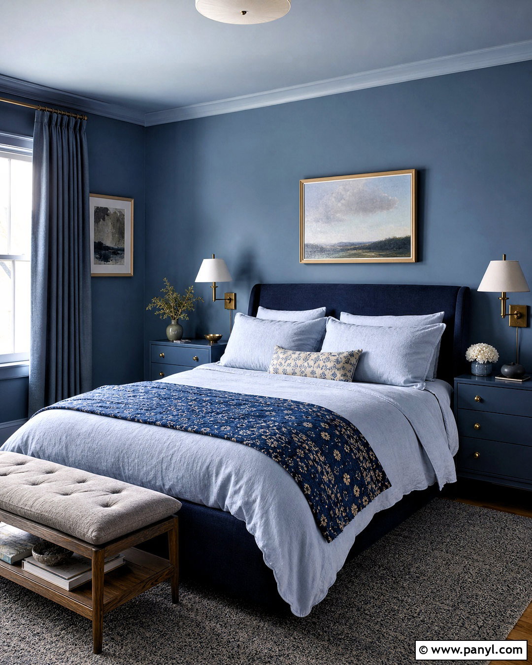 Monochromatic Blue Bedroom - 20 blue color room ideas
