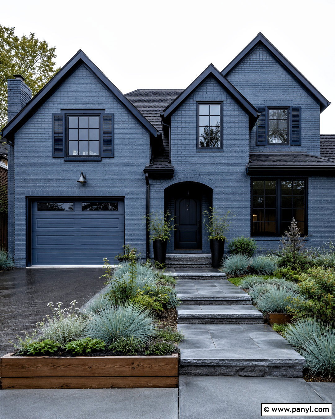Monochromatic Blue Brick Exterior - 20 blue brick house exterior ideas