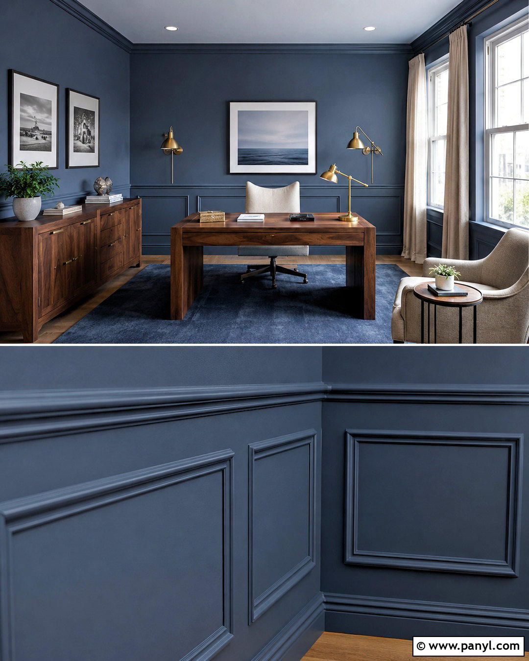 Monochromatic Blue Wainscoting - 20 painted wainscoting ideas color schemes
