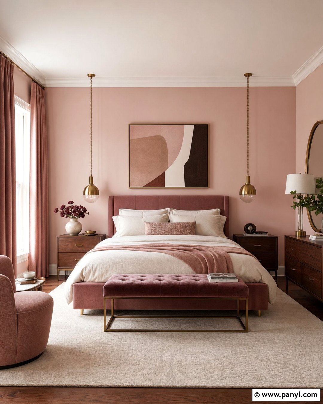 Monochromatic Blush Pink Walls - 20 Blush Pink Wall Color Ideas