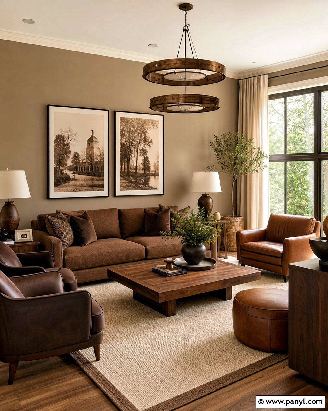 Monochromatic Brown Living Room - 20 brown color palette ideas