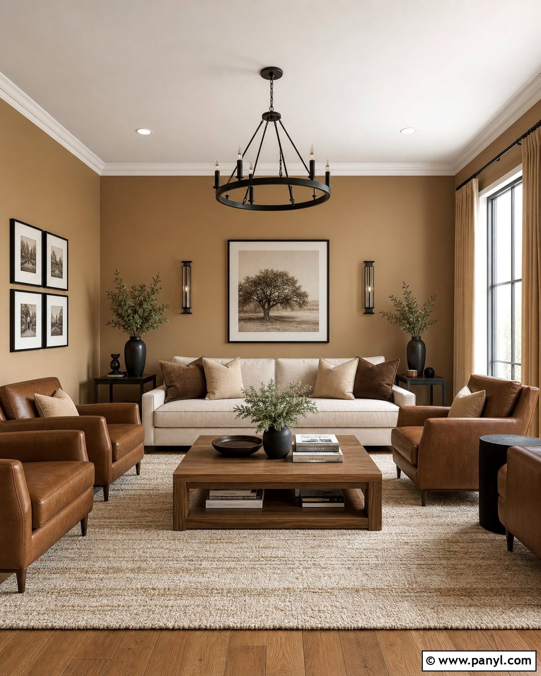 Monochromatic Camel Living Room - 25 Camel Wall Color Ideas