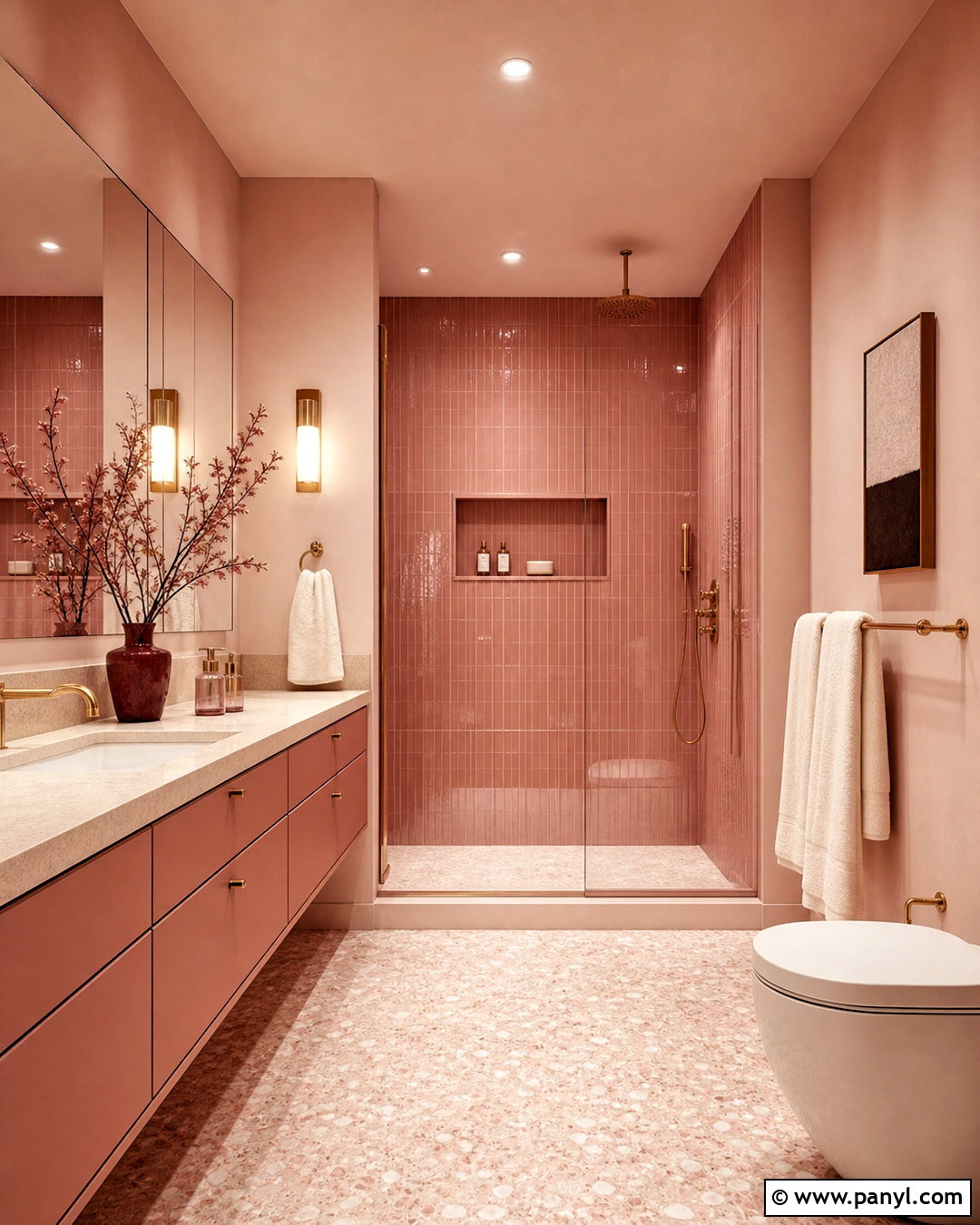 Monochromatic Dusty Rose Bathroom - 20 dusty rose bathroom ideas