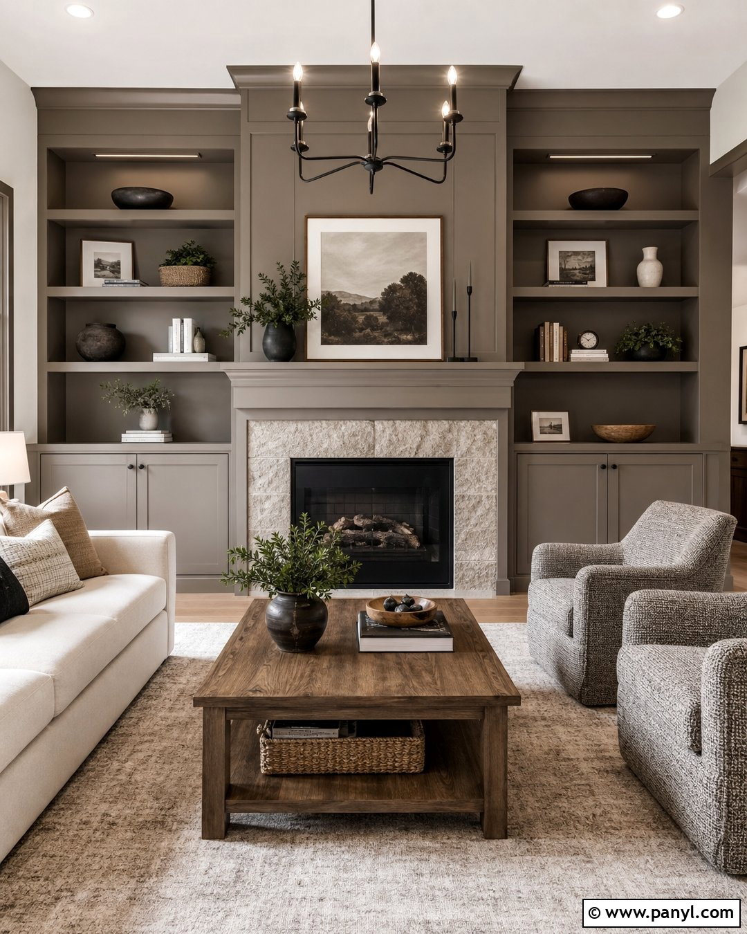Monochromatic Fireplace Wall - 25 Fireplace Wall Paint Ideas