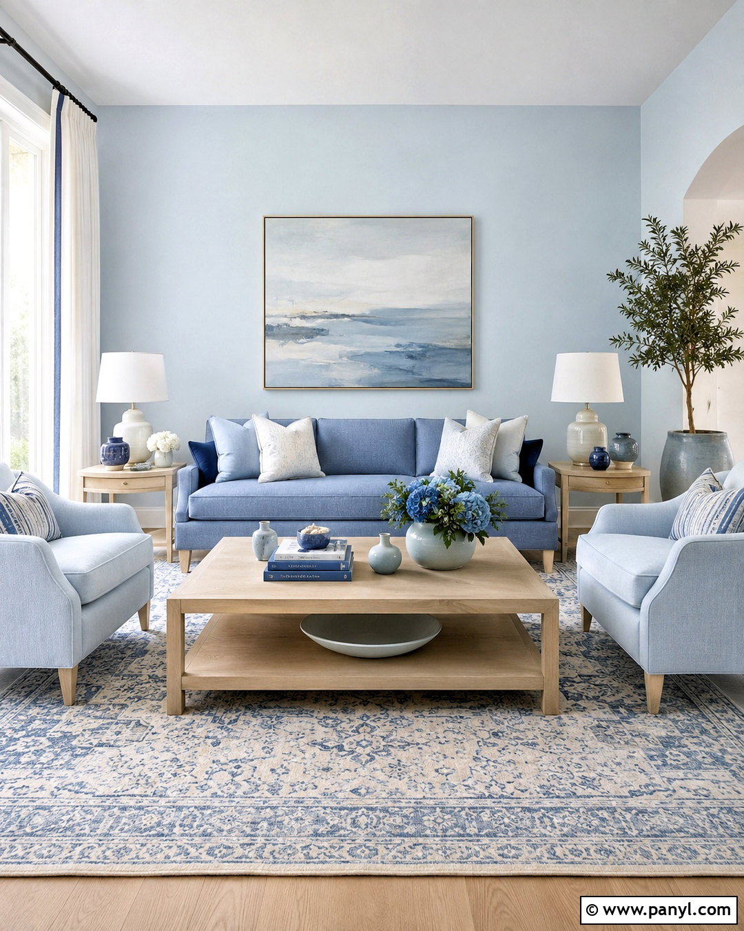 Monochromatic Light Blue Living Room - 20 light blue living room color scheme ideas